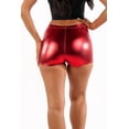 thumbnail image 4 of Metallic Booty Shorts Sparkly Short Shorts - Shiny Sexy Hotpants for Rave Dance Disco Party Costume Red 1X, 4 of 6