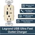thumbnail image 4 of Legrand radiant R26USBAC6LA 15 Amp Réceptacle Duplex Résistant à l'Inviolabilité avec Ports de Charge USB Ultra Rapide A/C 6.0A, Amande Légère (1 Unité), 4 of 4