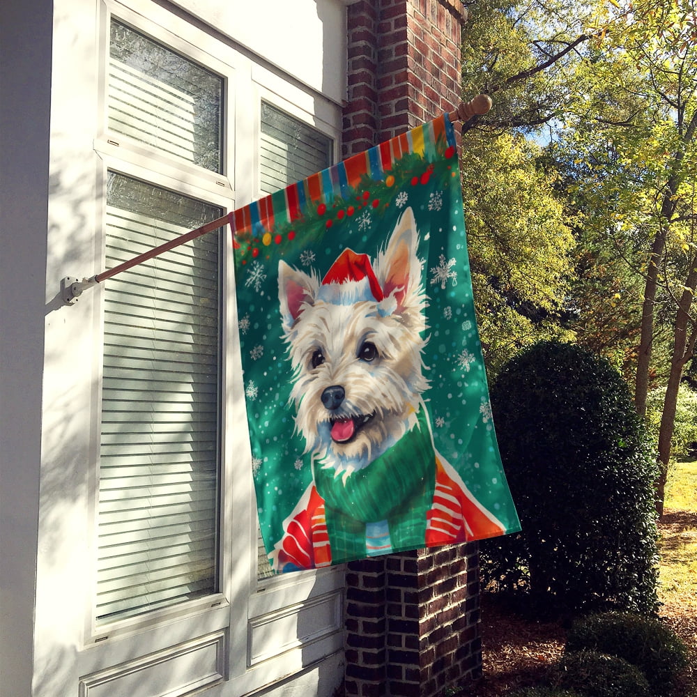 Caroline's Treasures DAC3683CHF Westie Christmas House Flag Large Porch Sleeve Pole Decorative Outside Yard Banner Artwork Wall Hanging, Polyester, House Size, Multicolor