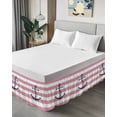thumbnail image 4 of Pink Stripes Bed Skirt King Size 18&nbsp;Inch Drop, Anchor Nautical Geometric Wrap Around Dust Ruffle Bedskirts, Wrinkle & Fade Resistant Easy Fit Bedskirt with Adjustable Elastic, 4 of 8