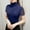 Blue, variant on Women's Mesh Layering Base Tops - Solid Color Mock Neck Short Sleeve Tees, Stretchy Women's Blouses for Daily Red S