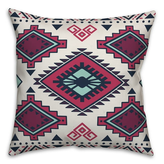 Creative Products Burgundy and Navy Tribal Pattern 18x18 Spun Poly Pillow