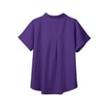 thumbnail image 5 of ATOYSOY Women's Turn Down Collar Button Pullover Loose Shirts Solid Color Tees Retro Short Sleeve Button T Shirts Summer Saving Trendy Causal Workout Comfy for Girls Purple XL, 5 of 5