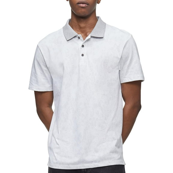 Calvin Klein Mens Monogram Collar Polo White XL
