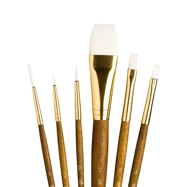 Set de Brochas de Pintura Princeton RealValue Taklon Blanco 6 Piezas