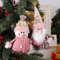 thumbnail image 2 of Adornos navideños de muñecos de nieve de color rosa, ciervos, adornos para árboles de Navidad, regalos de Papá Noel, adornos para fiestas de Año Nuevo 2023, 2 of 5