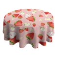thumbnail image 4 of Red Strawberry Plants Fruit Cat Flower Pink Pattern Round Tablecloth 60"x60",Wrinkle Wipeable Table Cloth for Kitchen Dining Room Picnic Patio Party, 4 of 6