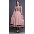 thumbnail image 2 of Bimba Light Pink Salmon4 Damask Anarkali Dress Mandarin Collar Sleeveless Kurtis for Women Print Maxi Dress X-Small, 2 of 6