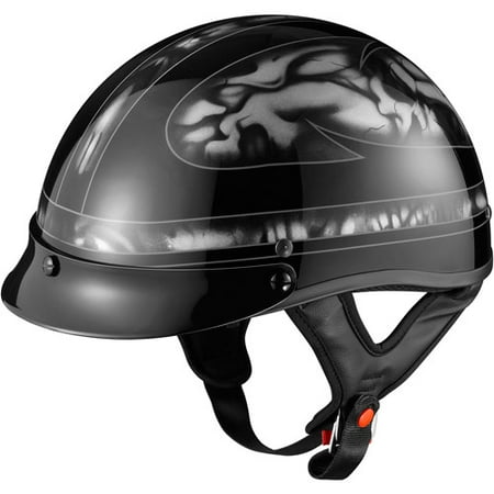 GLX DOT Half Motorcycle Helmet, Skull Silver, XXXL - Walmart.com