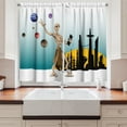thumbnail image 2 of Ambesonne Cartoon Kitchen Curtains, Alien Planets Galaxy, 55"x30", Multicolor, 2 of 3