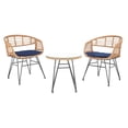 thumbnail image 2 of Safavieh Ferla Outdoor Patio 3 Piece Bistro Set - Natural/Navy, 2 of 8