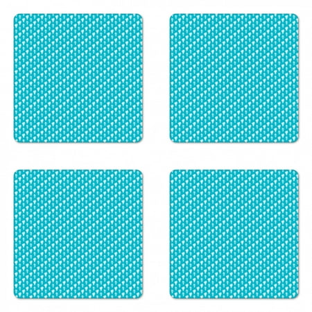 

Dessert Coaster Set of 4 Delicious Milky Ice Cream with Sprinkles Pattern Frozen Desserts on Blue Square Hardboard Gloss Coasters Standard Size Sky Blue and White by Ambesonne