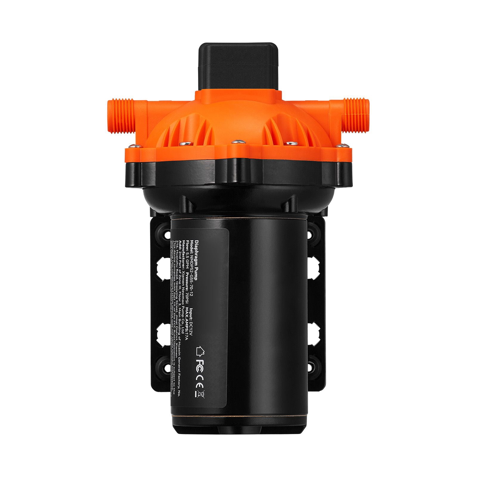 12V Water Diaphragm Pump 5.5 GPM, 40-100 PSI Adjustable, Self-Priming 6ft, FCC Certified, for RV Camper Marine Boat Lawn