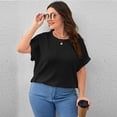 thumbnail image 4 of SCHUHLAND Women's Plus Size Solid T-Shirt - Casual Round Neck Short Sleeve Tee, Western Style Loose Fit Summer Top, XL-5XL, 4 of 7