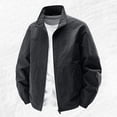 thumbnail image 3 of Men's Baseball Jacket Lightweight Outdoor Casual Solid Color Hoodless Hiking Jogging Sport Workwear Jackets, 3 of 7