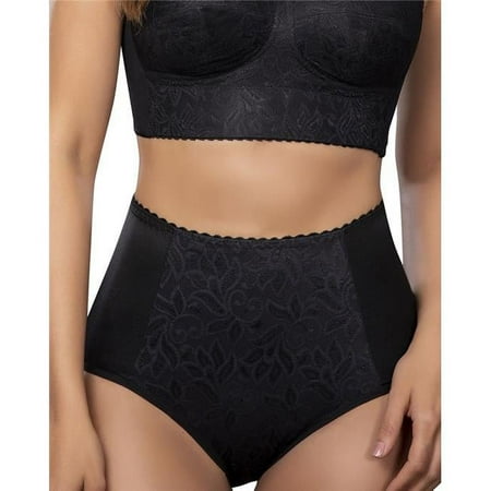 Tummy control panty in lace and spandex - High waist - Black XL