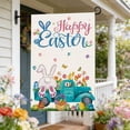 thumbnail image 5 of AZXY Happy Easter Garden Flag 12x18 Inch, Double-Sided Linen Bunny in Blue Truck with Easter Eggs Tulip Print Outdoor Yard Flag for Front Yard Porch Spring Holiday Decorations, 5 of 6