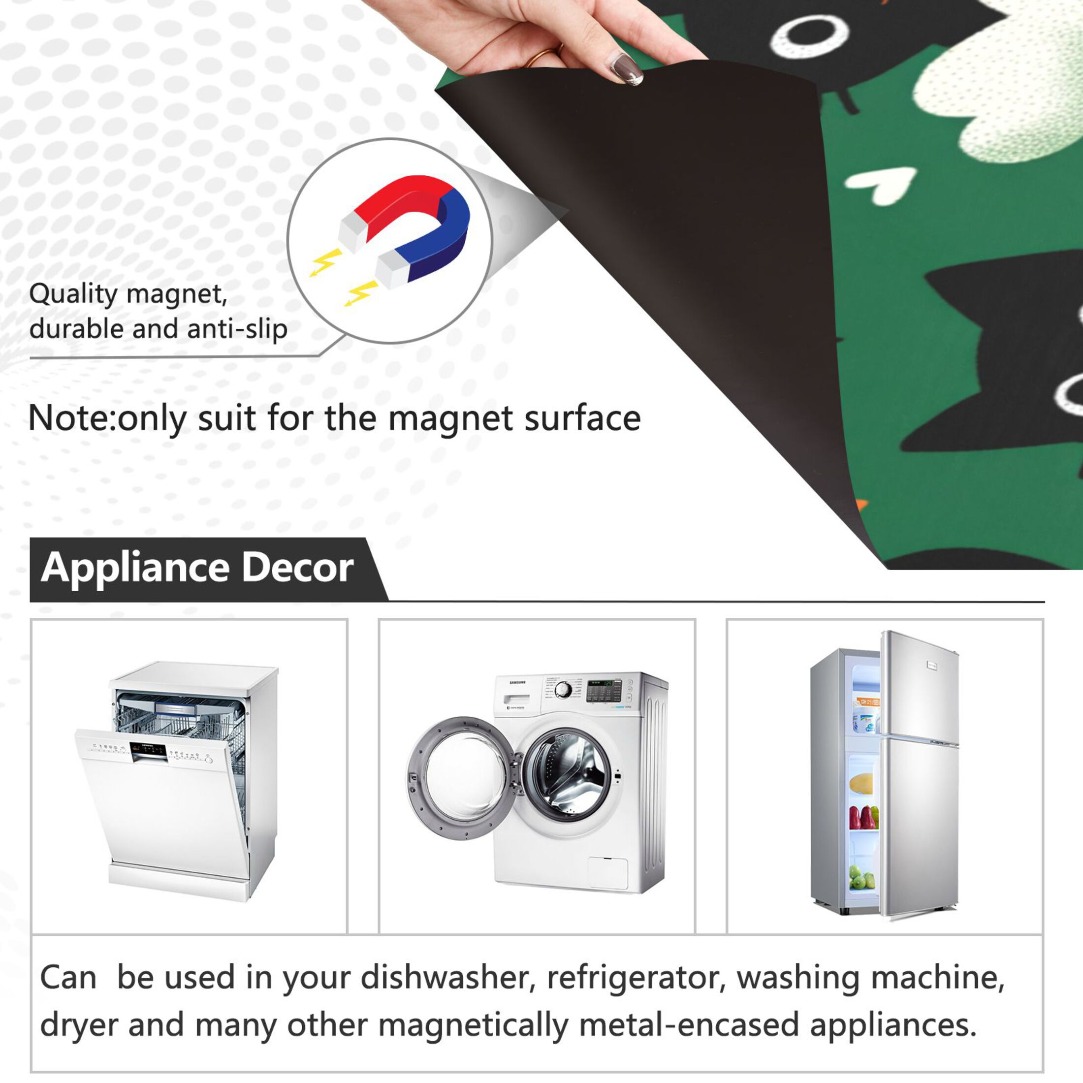 Dishwasher Magnetic Refrigerator Magnet Cover Sticker Home Decorative 23"x26" Black Cats and Bats