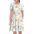 thumbnail image 1 of Bixox Robe d'Été à Manches Courtes pour Femmes Robe Ample Longueur Genou avec Poches-Marine, 1 of 7