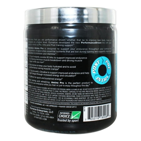Dymatize Amino Pro, BCAAs and Electrolytes With Energy, Fruit Punch w/Caffeine, 9.5 Oz