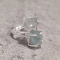 thumbnail image 5 of Natural Aquamarine Ring, Rough Aquamarine Gemstone Ring, March Birthstone, Double Stone, 925 Sterling Silver, Womens Ring, Christmas, Thanksgiving, Handmade, Statement Jewelry, Raw Gemstone Jewelry, 5 of 6