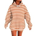 thumbnail image 3 of YOIAVAIOY Women Striped Sweatshirts Oversized Drawstring Pullover Hoodies Lightweight Fashion Causal Hoodie with Kangaroo Pocket Orange XXL, 3 of 6