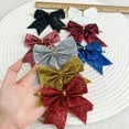 thumbnail image 3 of Homirary Christmas Bow Tree Topper, Christmas Bows with Gold Twist Ties, 8 Pack, One Size, 3 of 6
