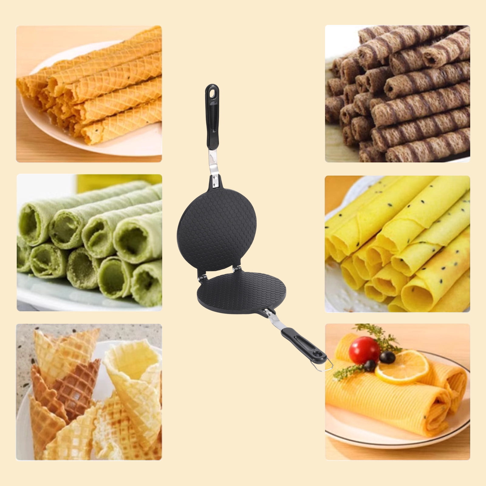 JilgTeok 1 Packs Home Egg Roll Model Non-stick Waffle Cone Maker Ice Cream Cone Maker Cake Light Refreshments Cake Baking Tray for Home Kitchen Gadgets