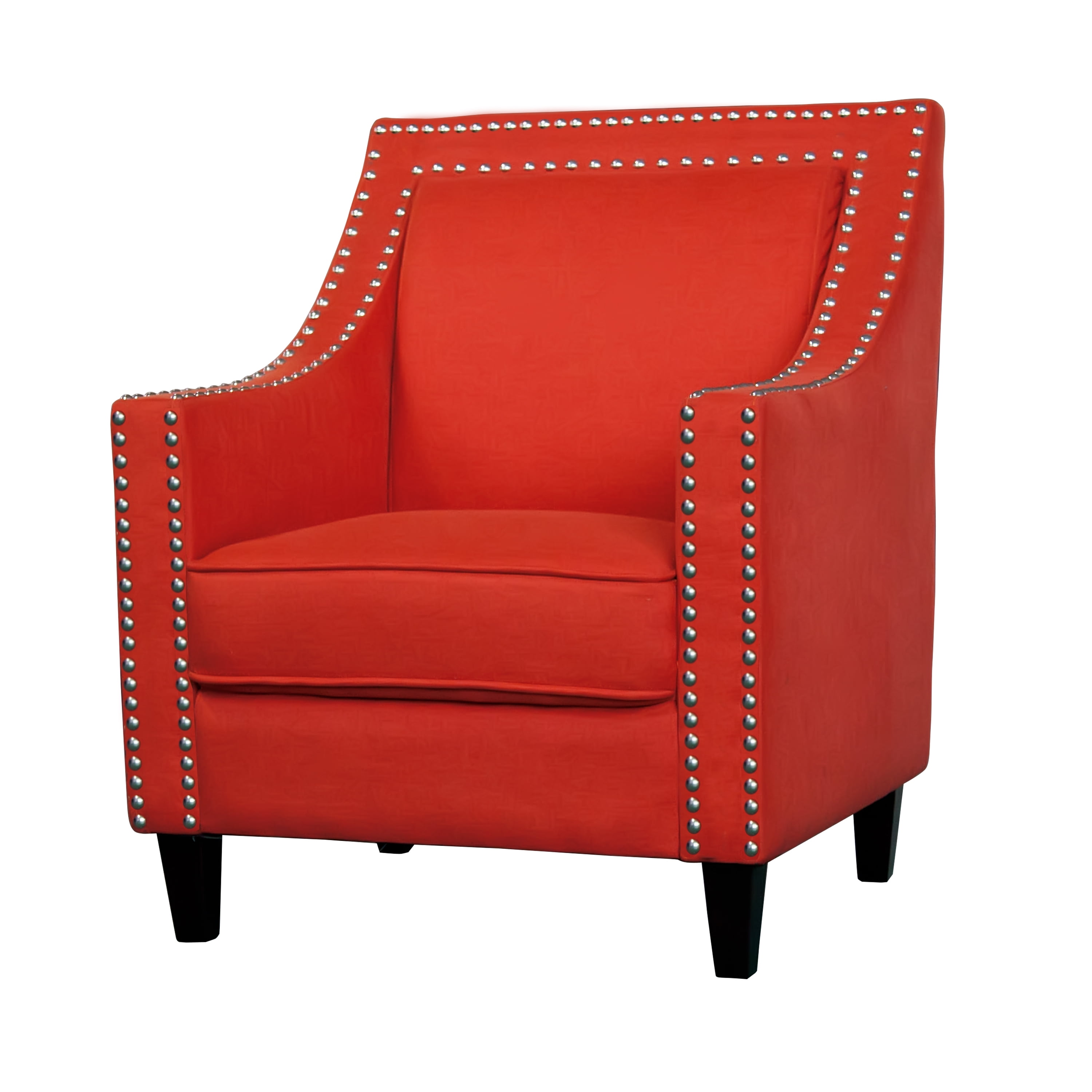 Transitional Nailhead Trim Accent Chair Red 