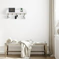 thumbnail image 3 of WWS-Key Holder for Wall, Decorative Key and Mail Organizer with 5 Sturdy Metal Hooks and Floating Shelf, 15 Inches Wood Wall Mounted Key Rack for Entryway, White and Gold, 3 of 4