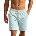 thumbnail image 4 of Men's Casual Summer Shorts Elastic Waist Drawstring Lightweight Cotton Linen Beach Lounge Wear with Side Pockets Comfortable Everyday Relaxed Fit Bottoms, 4 of 6