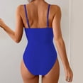 thumbnail image 4 of VISALY Cutout One Piece Swimsuit with Ring Linked Tummy Control Ruched Polka Dot Monokini Bathing Suit for Beach Vacation Slimming Swimwear One Piece Bathing Suits One Piece Beach Swimwear Blue Xxl, 4 of 5