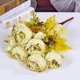 thumbnail image 4 of Ramo de flores de peonía artificial Oficina en casa Decoración floral falsa Boda Ramo de flores de seda, Camafeo verde Marrón Inevent HA7181-06B, 4 of 6