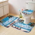 thumbnail image 4 of Summer Beach Bathroom Rugs Set Coconut Tree Ocean Sky Vacation Non Slip Absorbent Soft Bath Mats 3 Piece Set with Bathroom Rug, U-Shaped Floor Mat, Toilet Seat Cover Small Size, 4 of 9