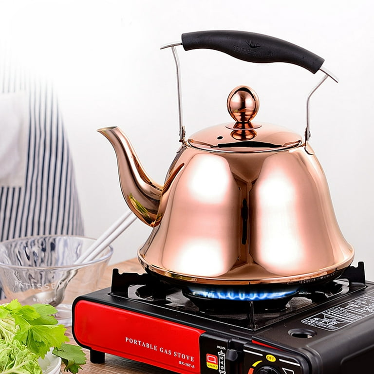 Whistling Kettle with Infuser Loose Leaf Stainless Steel Teapot Rose Gold  Tea Kettle for Stove Induction Stove Copper 