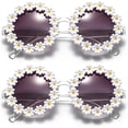 thumbnail image 3 of Gafas de sol retro con margaritas para mujer, diseño de flores, redondas, estilo disco., 3 of 5