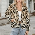 thumbnail image 3 of Jackets for Women Winter Coat Jackets Flannel Stand Collar Jacket(Leopard Zebra Mixed Print Fabric,Size:S-4XL), 3 of 7