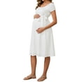 thumbnail image 4 of INSPIRE CHIC Women Maternity Dresses Boho Waist Belt Short Sleeve Summer Church Small White, 4 of 6