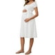 thumbnail image 4 of INSPIRE CHIC Vestidos de Maternidad para Mujeres Boho con Cinturón de Cintura de Manga Corta Verano Iglesia X-Large Blanco, 4 of 6