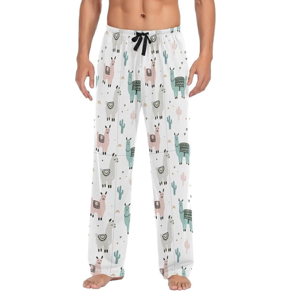 GZHJMY Alpaca Pajama Pants for Men, Lounge Pants Lightweight Men Pajama Bottoms with Drawstring Pockets, Christmas New Year Birthday Gifts, Large