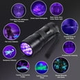 thumbnail image 2 of ESCO LITE 2 Packs Black Light Flashlight, 12LED 395nm UV Handheld Black Light Mini Flashlight, Dogs Urine Detector for Dry Urine Stains, Bed Bugs, Scorpions, 2 of 7