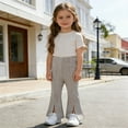 thumbnail image 3 of RUTAYY Children Girls Flared Pants Solid Color Elastic Waist with Front Slit Design Versatile Travel Trousers, 3 of 4
