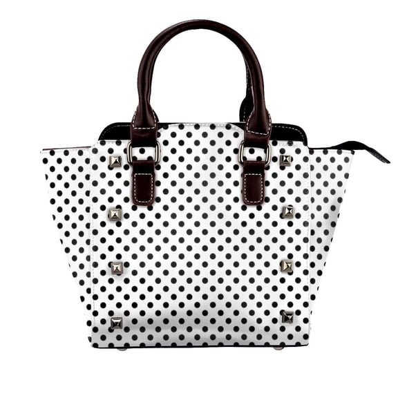 Black Polka Dots Rivet Fashion One-Shoulder Women's Handbag Tote Bag
