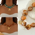 thumbnail image 2 of DESIGNICE Sea Shell Starfish Pendant Necklace Statement Thick Necklace Beach Jewelry, 2 of 7