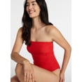 thumbnail image 5 of Time and Tru Women's and Women's Plus Eyelet Bandeau One Piece Swimsuit with Side Shirring, Sizes XS-3X, 5 of 6