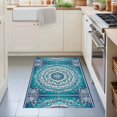 thumbnail image 3 of Entryway Rug 2'x3', Turquoise Boho Flowers Kitchen Runner Rugs Non-Slip Carpet Mats, Retro Ethnic Abstract Floral Art Bedside Rugs Runners Washable Floor Carpet for Bathroom Laundry Room, 3 of 8