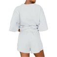 thumbnail image 3 of Women 2 Piece Outfits 3/4 Sleeve Tops and Elastic Waist Shorts Lounge Sets, 3 of 6