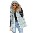thumbnail image 2 of Guzom Womens Faux Fur Coats- Fleece Sleeveless Hooded Casual Winter Jackets Gray, 2 of 5
