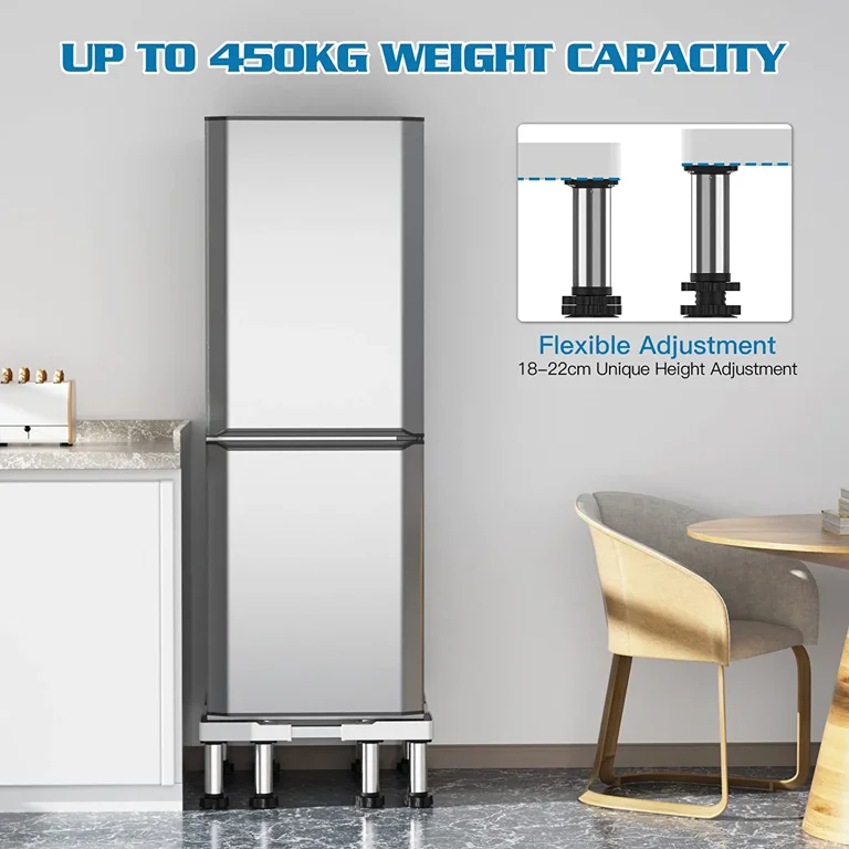 Mini Fridge Stand Dryer Stand 7-8.6 in Base for Washer Kitchen Refrigerator  Washing Machine Silver wu02