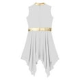 thumbnail image 6 of Xnihocha Girl's Praise Dance Tunic Color Block Asymmetrical Overlay Dress Liturgical Worship Lyrical Dance Dress White 10, 6 of 7